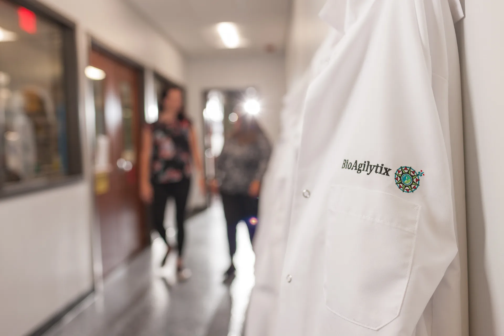 Close up of lab coat from San Diego BioAgilytix laboratory