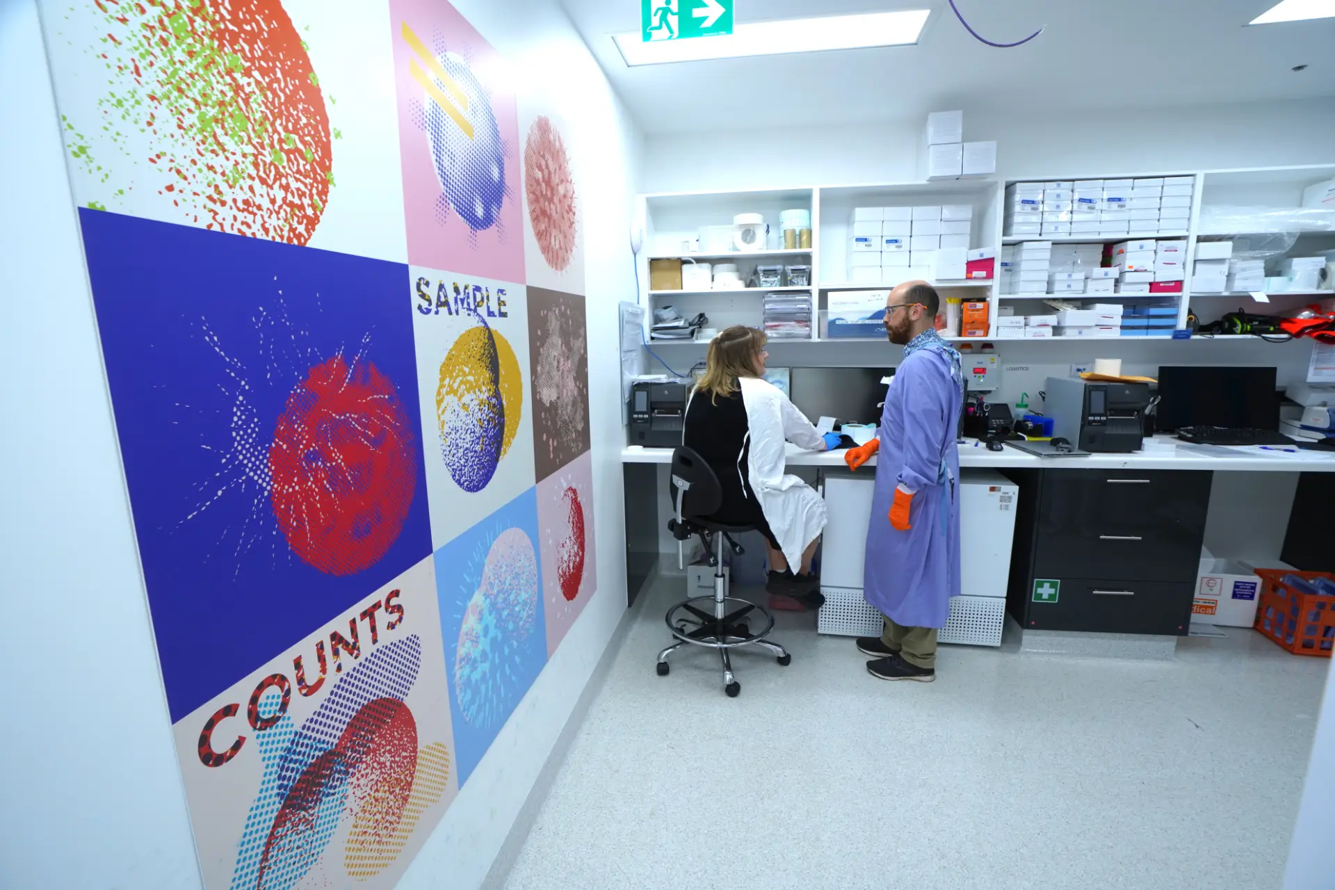 Sample management team receiving samples, accessioning into LIMS, storing in 24/7 temperature monitored facility. Integrity of every sample counts