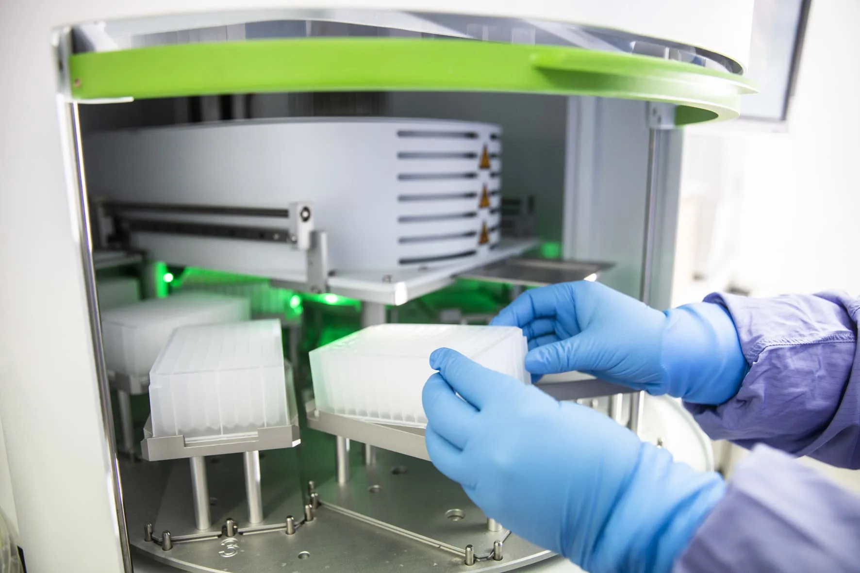 Scientist handling samples at a lab